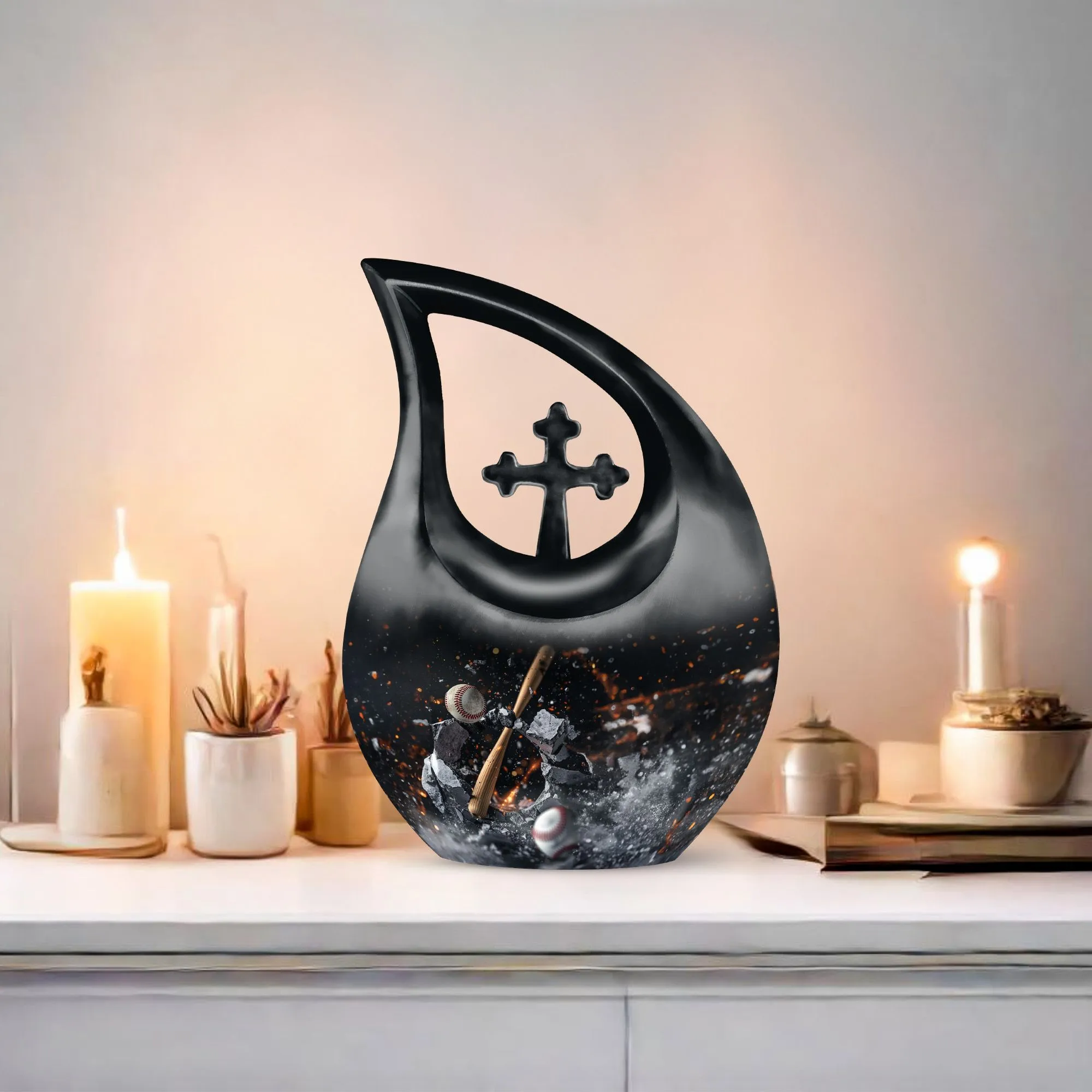 Affordable Baseball Tribute: Cross-Drop-Styled Memorial Urn
