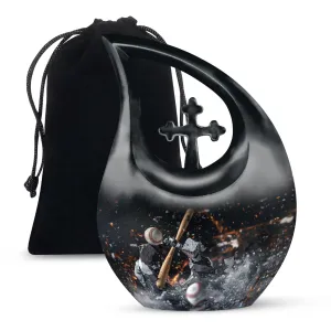 Affordable Baseball Tribute: Cross-Drop-Styled Memorial Urn