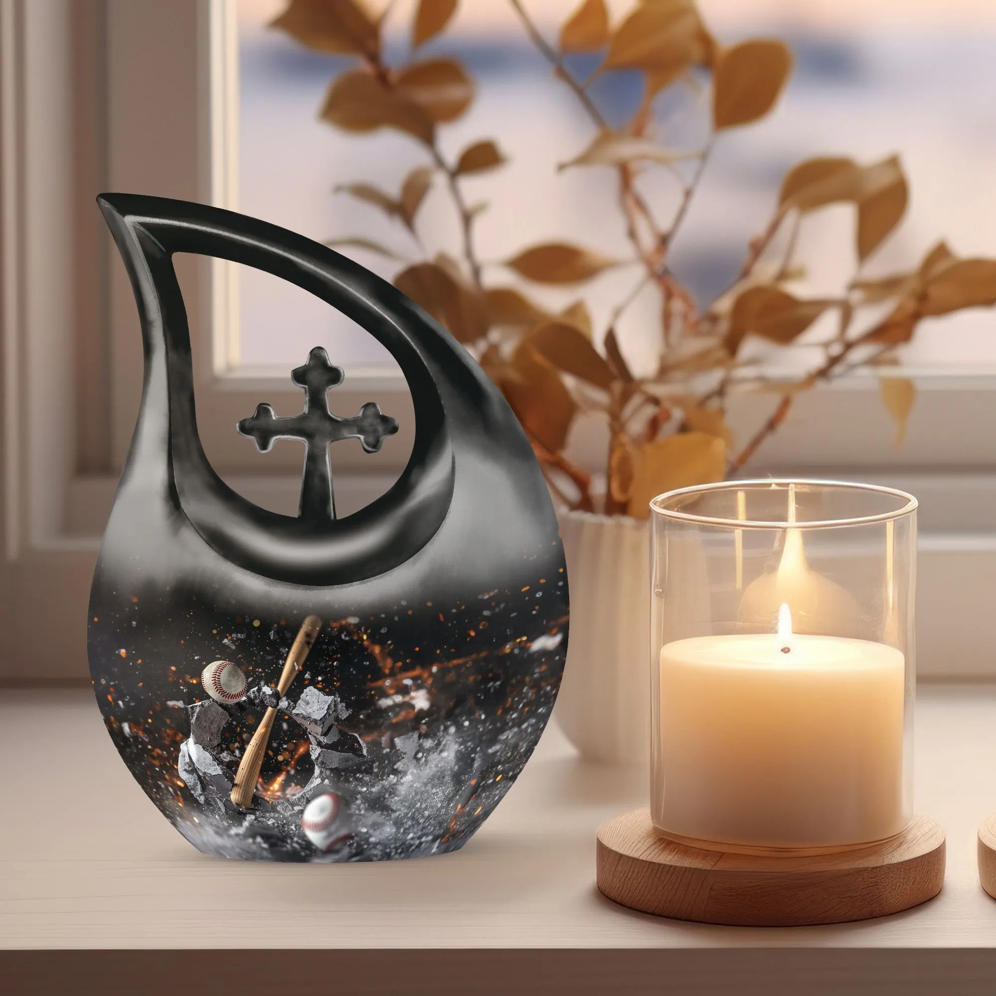 Affordable Baseball Tribute: Cross-Drop-Styled Memorial Urn
