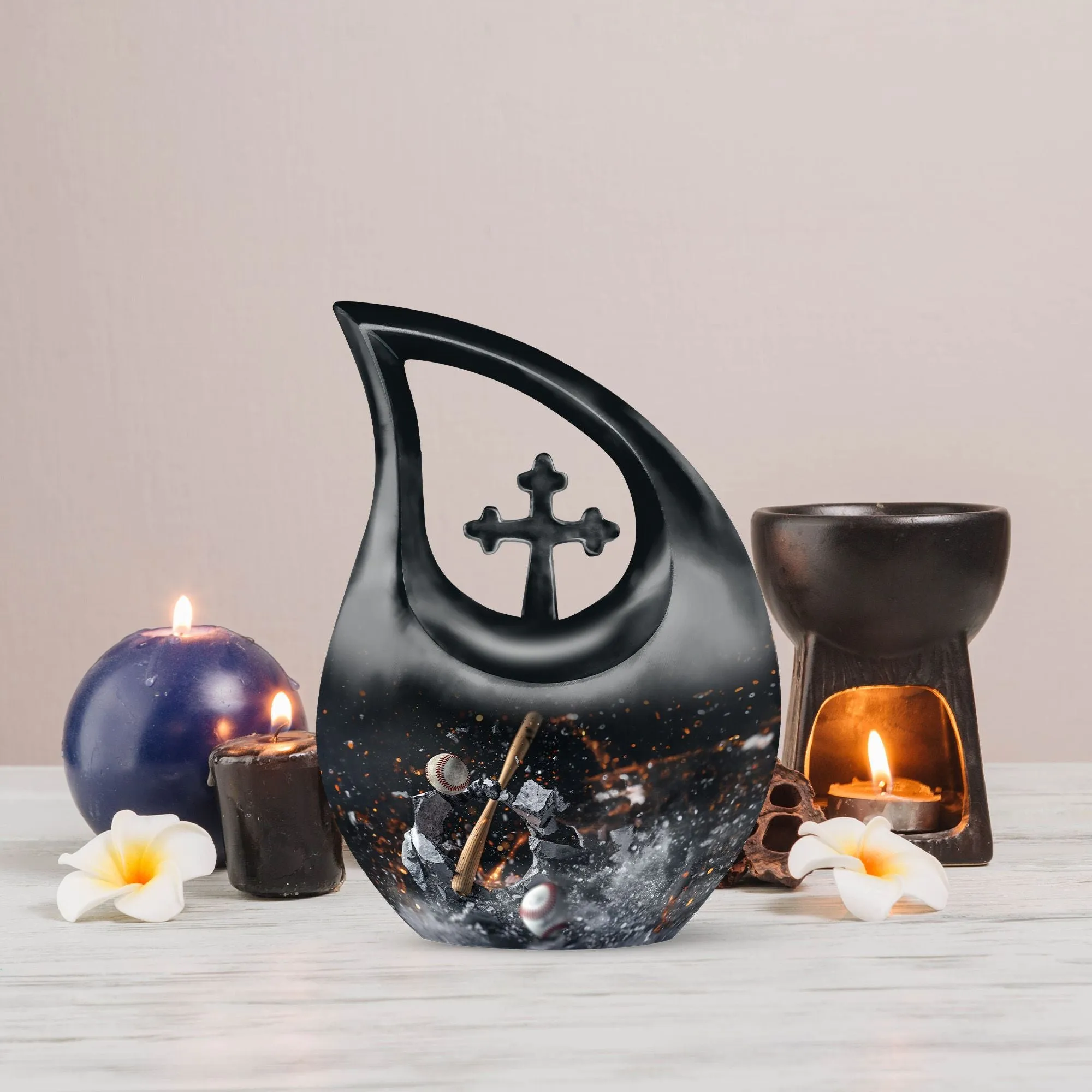 Affordable Baseball Tribute: Cross-Drop-Styled Memorial Urn