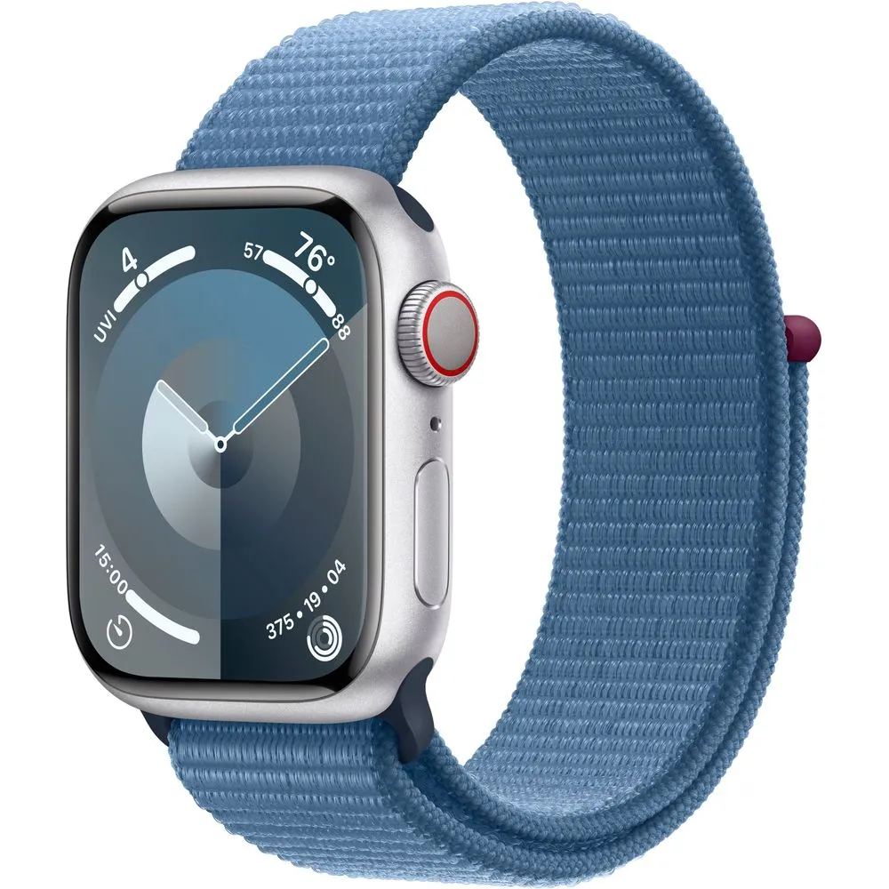 Apple Watch Gen 9 Series 9 Cell 41mm Silver Aluminum - Winter Blue Sport Loop MRHX3LL/A