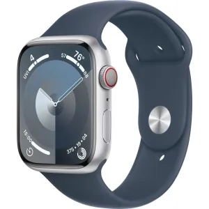 Apple Watch Gen 9 Series 9 Cell 45mm Silver Aluminum - Storm Blue Sport Band MRMG3LL/A