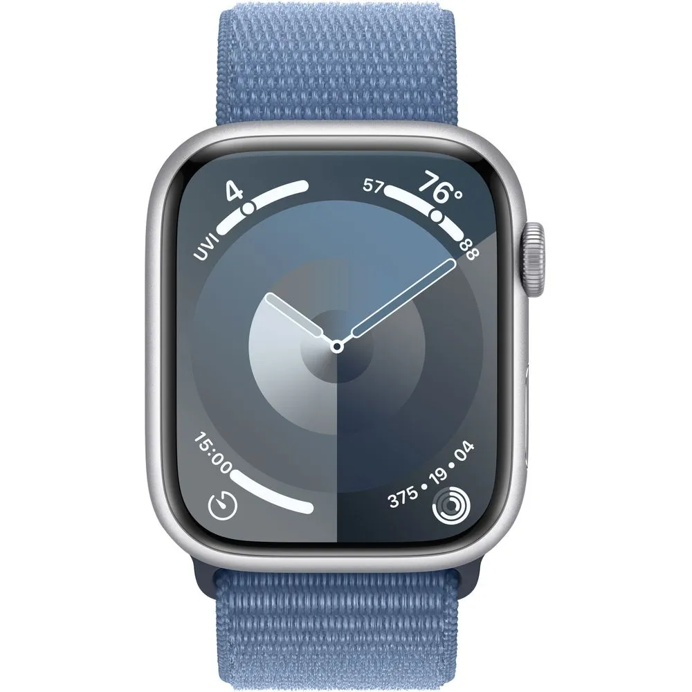 Apple Watch Gen 9 Series 9 Cell 45mm Silver Aluminum - Winter Blue Sport Loop MRMJ3LL/A