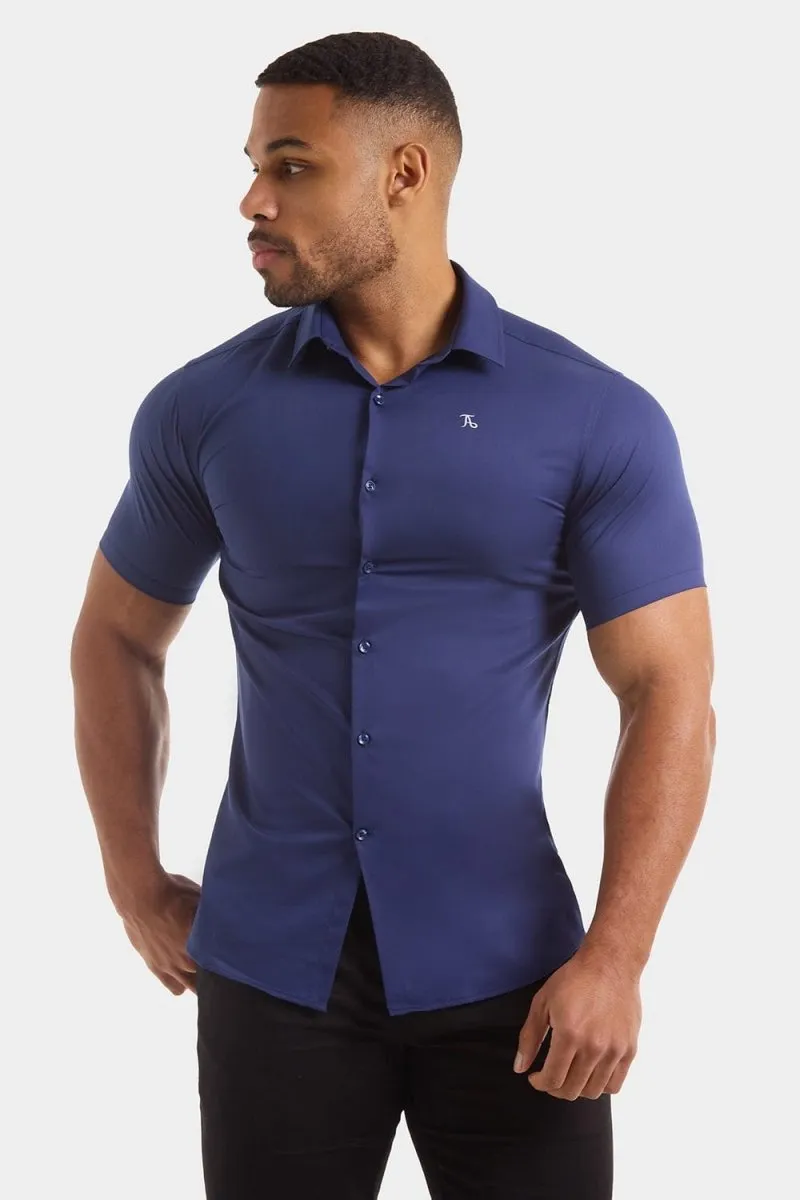 Athletic Fit Short Sleeve Bamboo Shirt in Navy