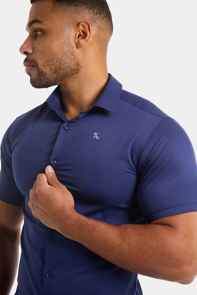 Athletic Fit Short Sleeve Bamboo Shirt in Navy