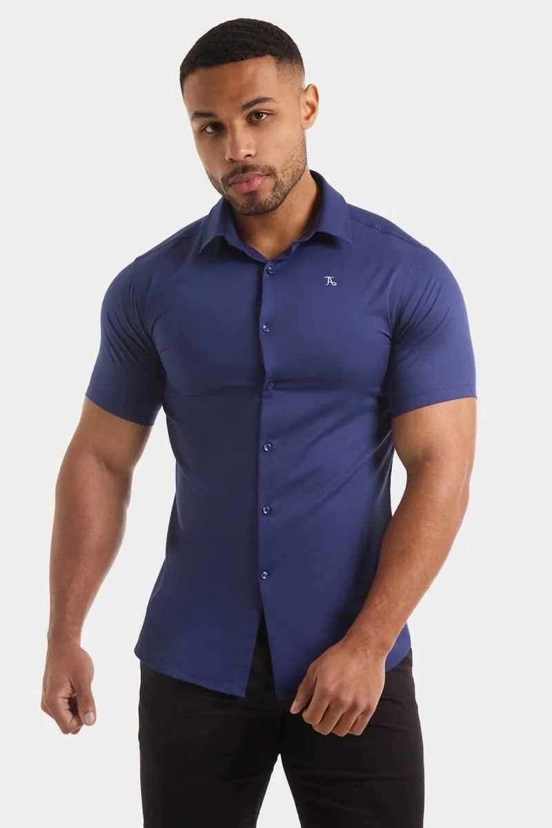 Athletic Fit Short Sleeve Bamboo Shirt in Navy