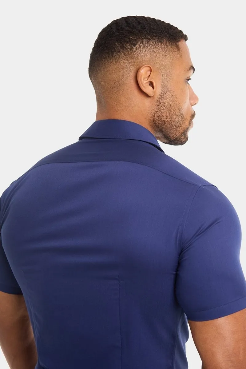 Athletic Fit Short Sleeve Bamboo Shirt in Navy