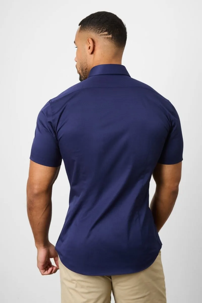 Athletic Fit Short Sleeve Signature Shirt in French Navy