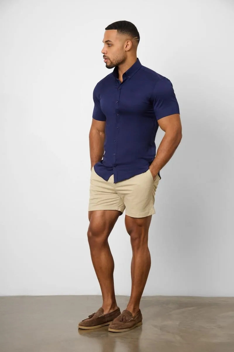 Athletic Fit Short Sleeve Signature Shirt in French Navy