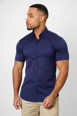 Athletic Fit Short Sleeve Signature Shirt in French Navy