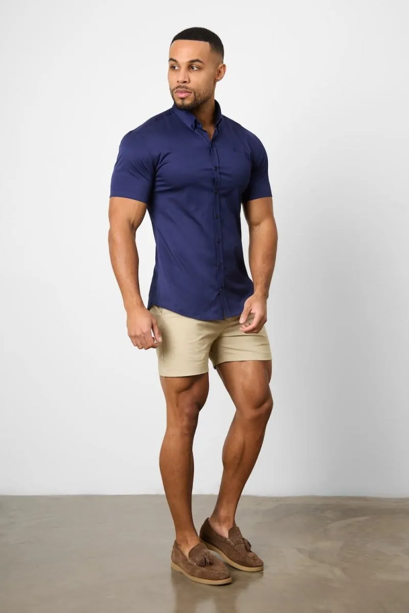 Athletic Fit Short Sleeve Signature Shirt in French Navy