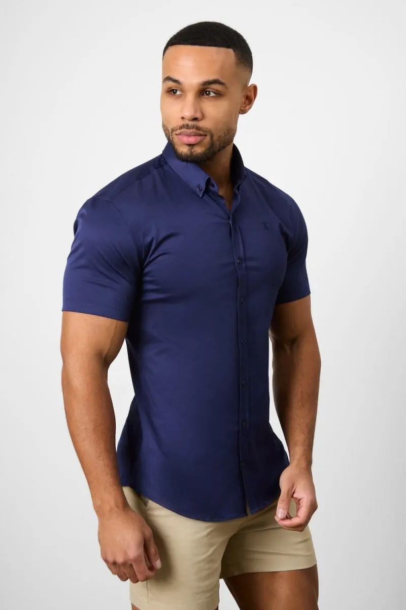 Athletic Fit Short Sleeve Signature Shirt in French Navy