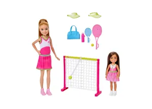 Barbie Tennis Playset with Stacie & Chelsea Dolls, 5  Accessories, and Interactive Net