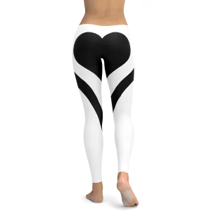 Black Heart Shaped White Leggings