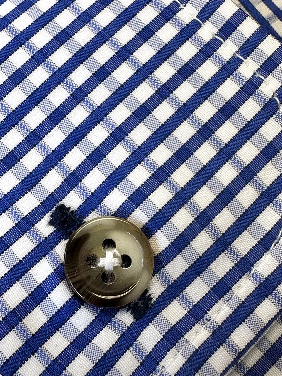 Blue Jacquard Check Button-Down Collar Sport Shirt