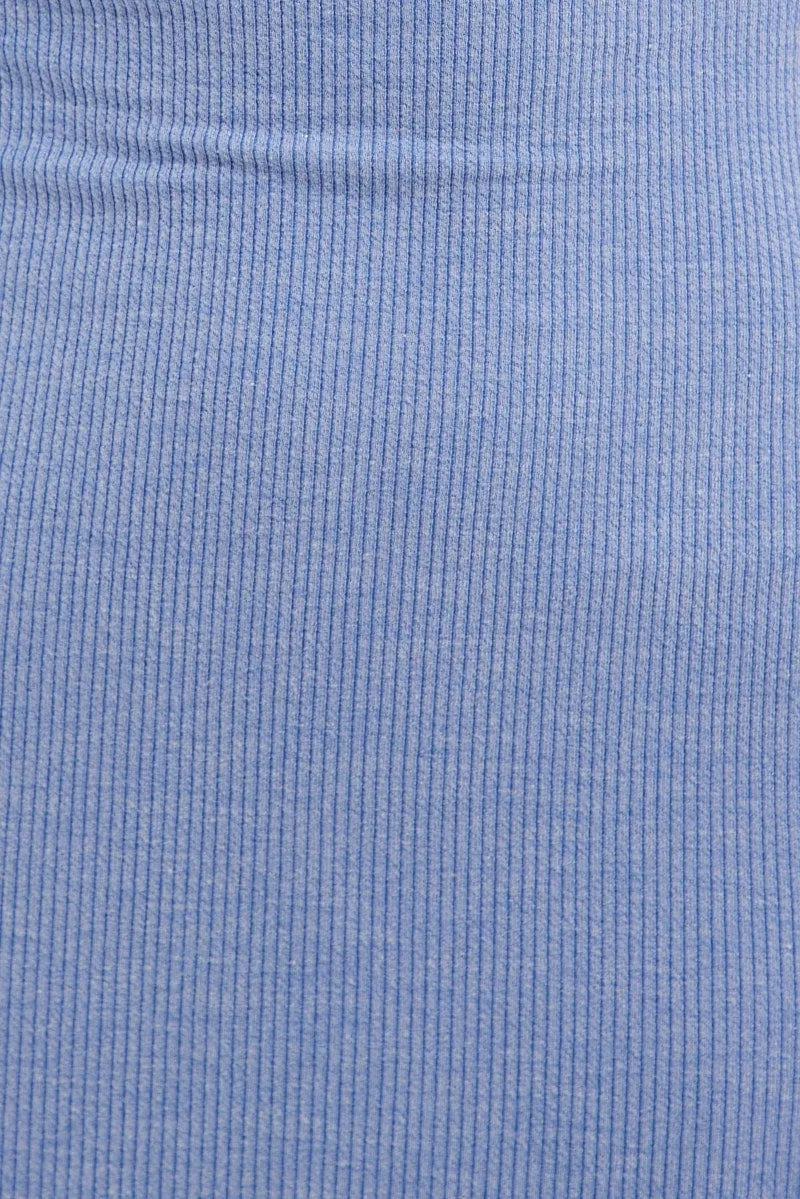 Blue Maxi Dress Sleeveless Bodycon Rib