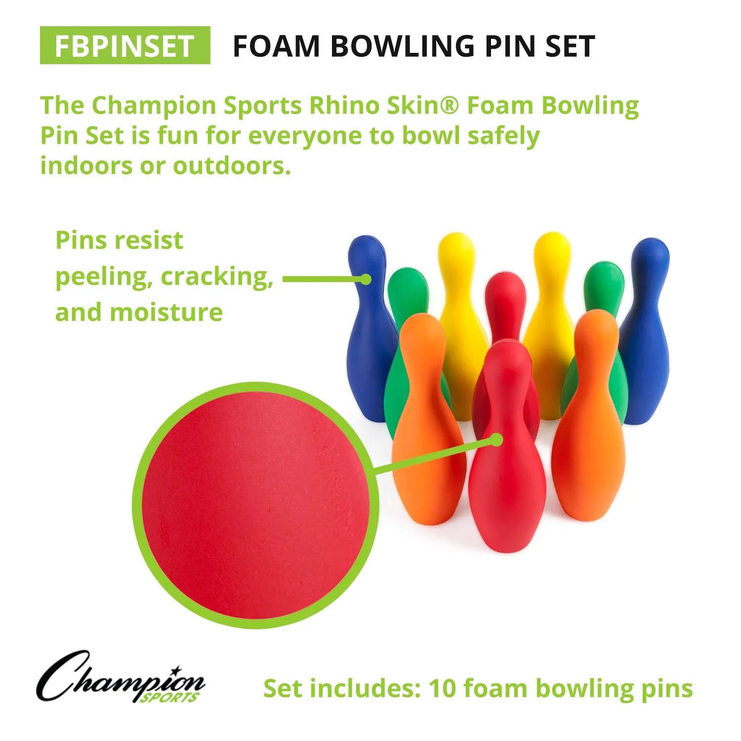 Champion Sports Colorful Foam Bowling Pin Set