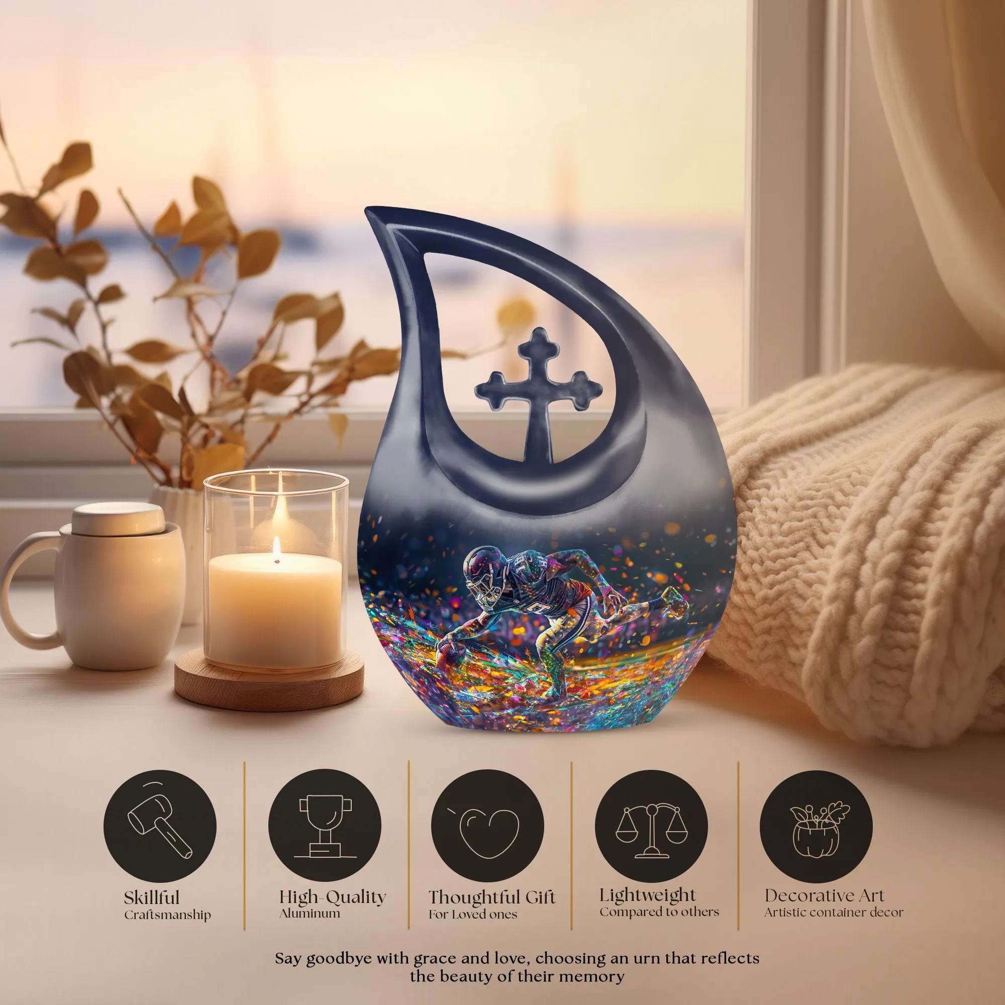 Football Urn: Aluminium Memorial Cremation Urn For Ashes