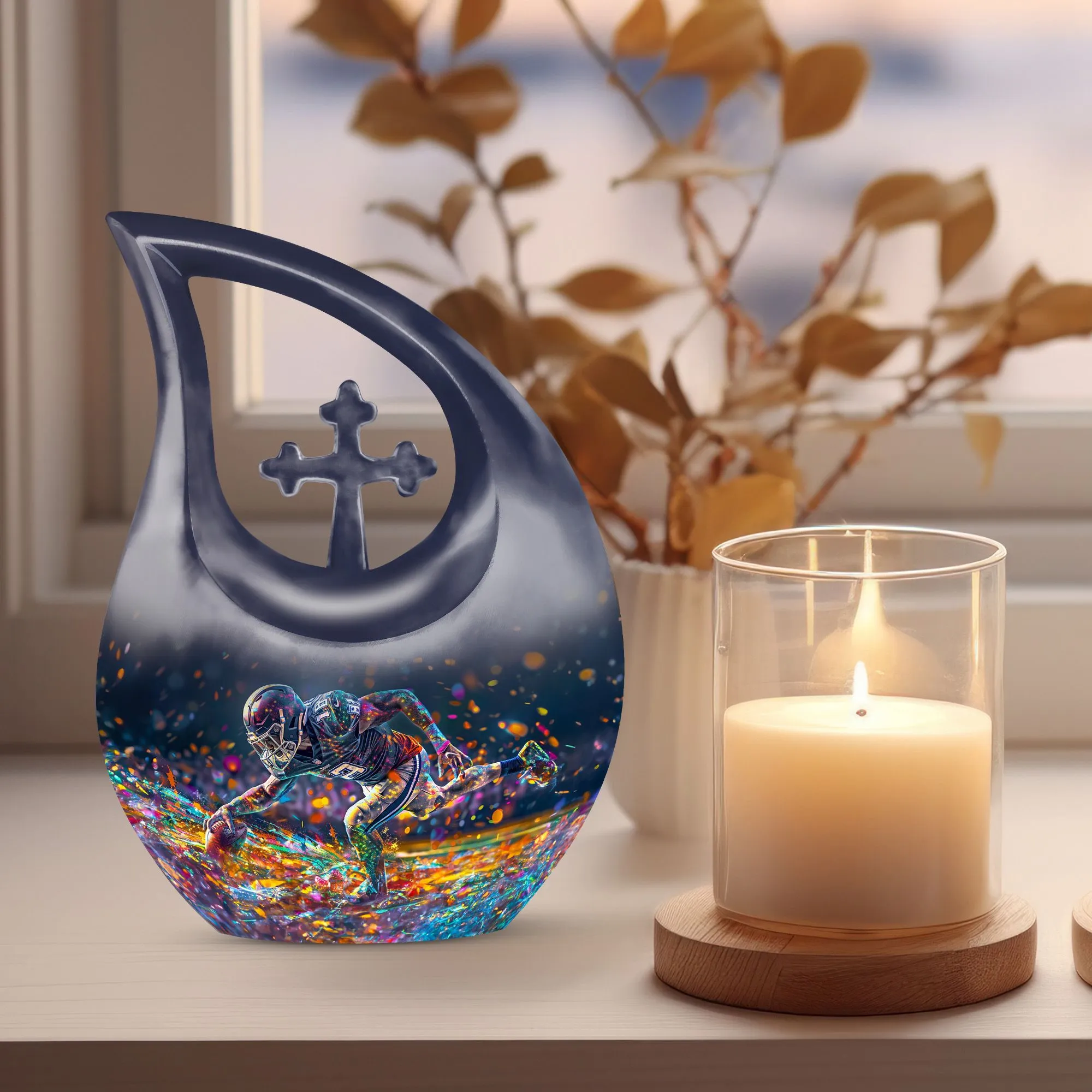 Football Urn: Aluminium Memorial Cremation Urn For Ashes