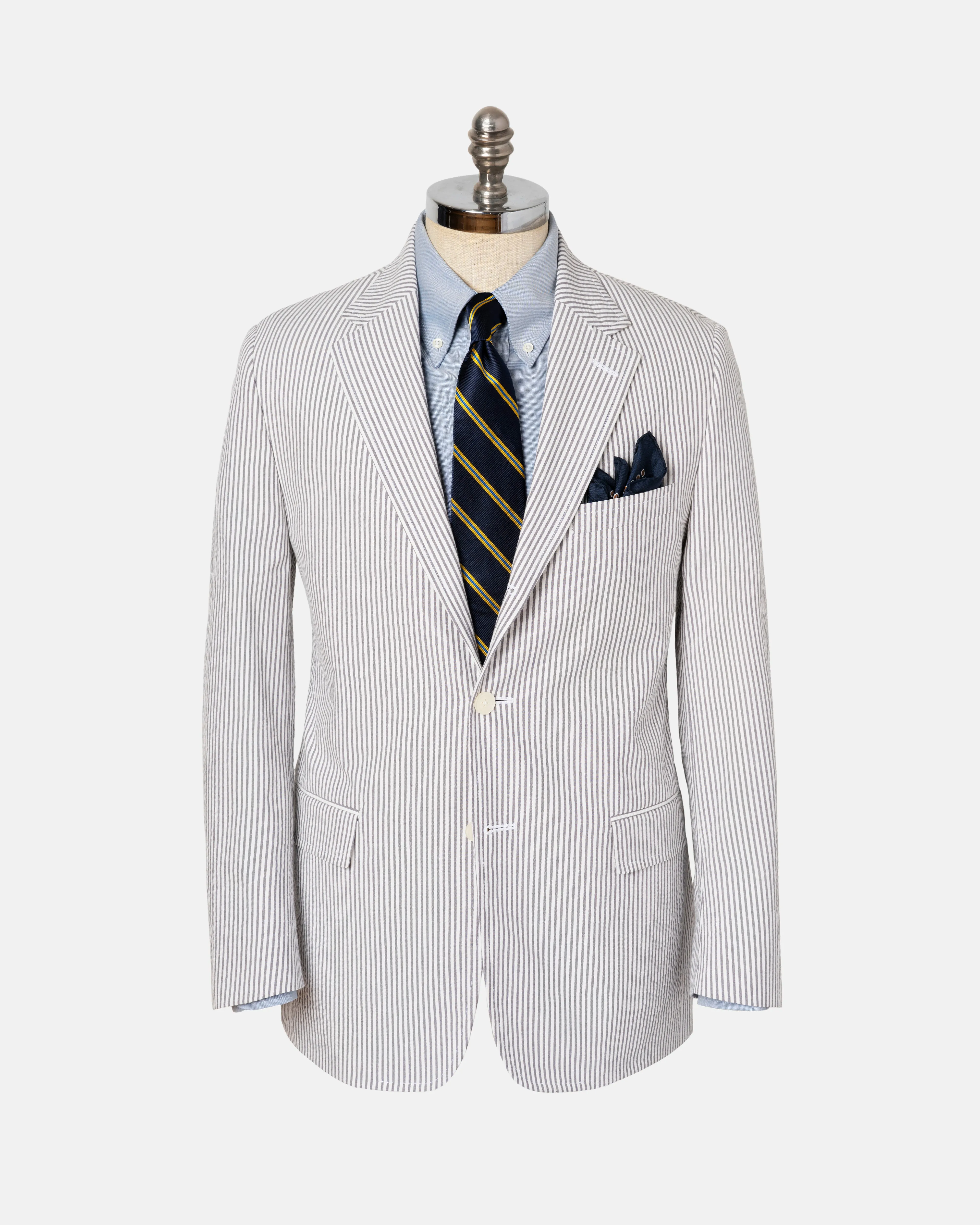 GREY WHITE COTTON SEERSUCKER SPORT COAT -  MTO