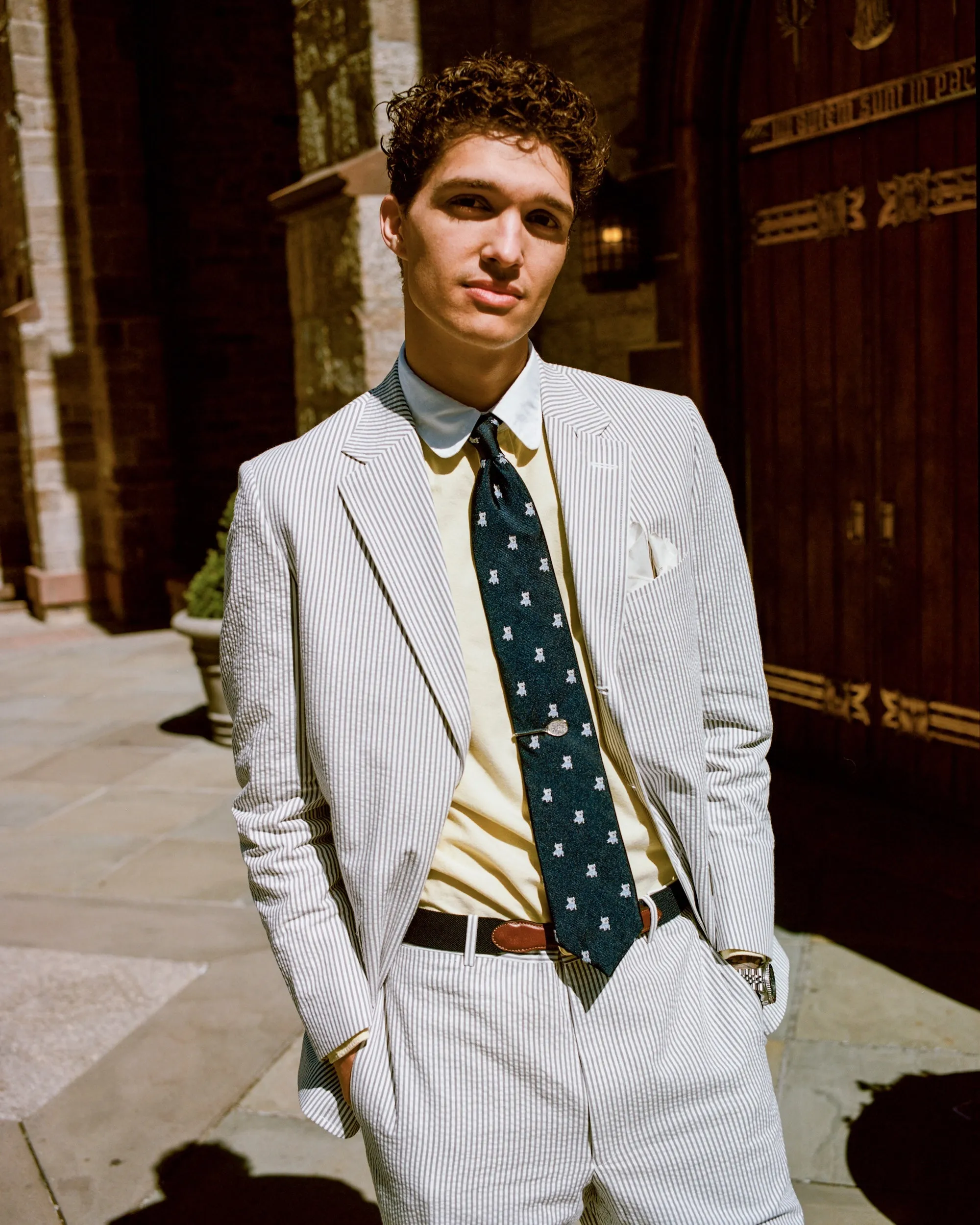 GREY/WHITE COTTON SEERSUCKER SPORT COAT