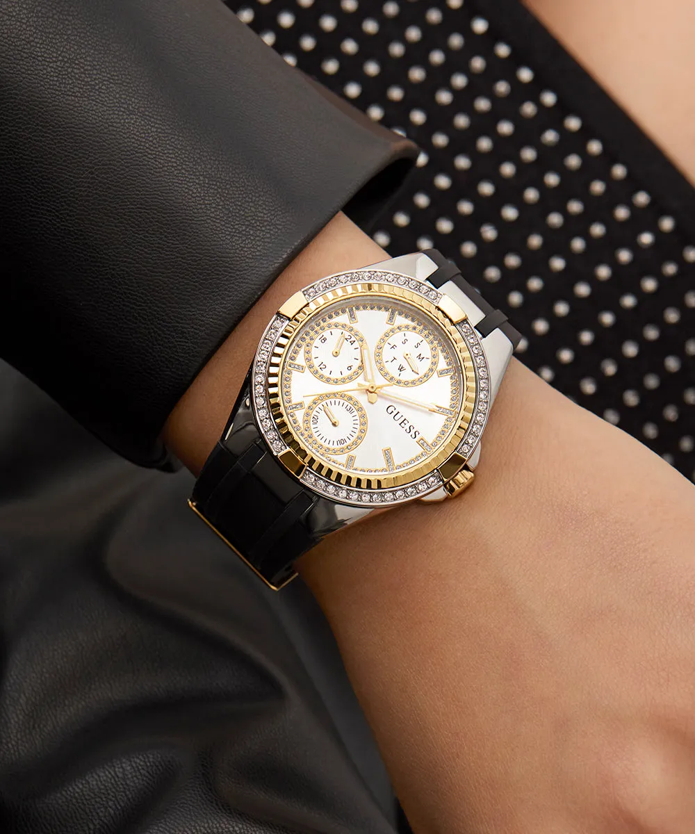 GUESS Ladies Black 2-Tone Multi-function Watch