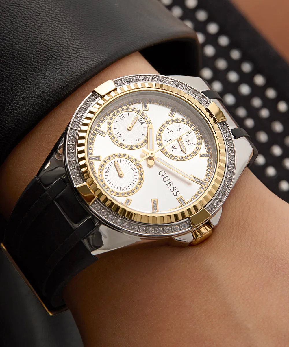 GUESS Ladies Black 2-Tone Multi-function Watch