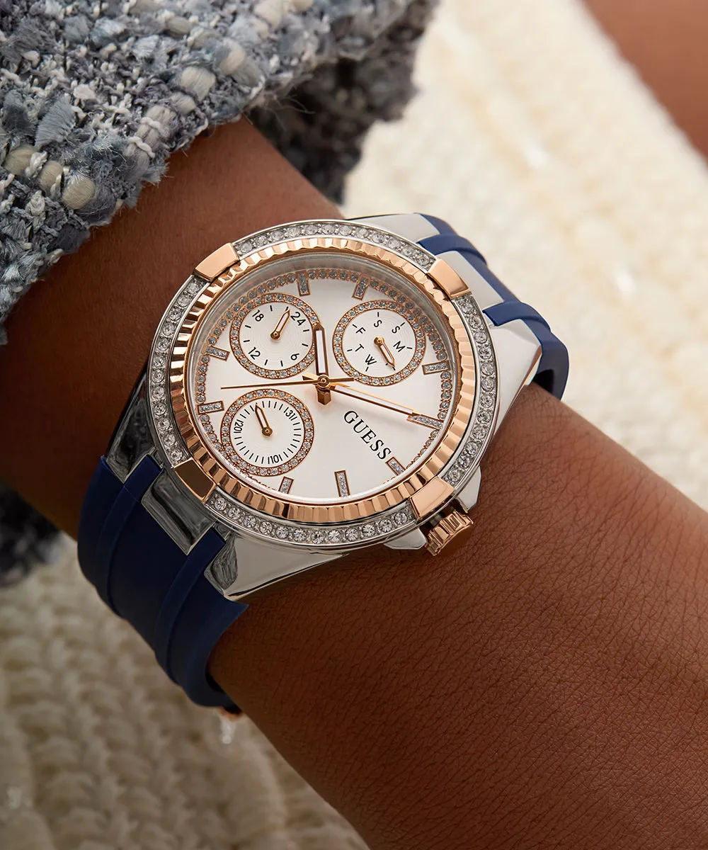 GUESS Ladies Blue 2-Tone Multi-function Watch