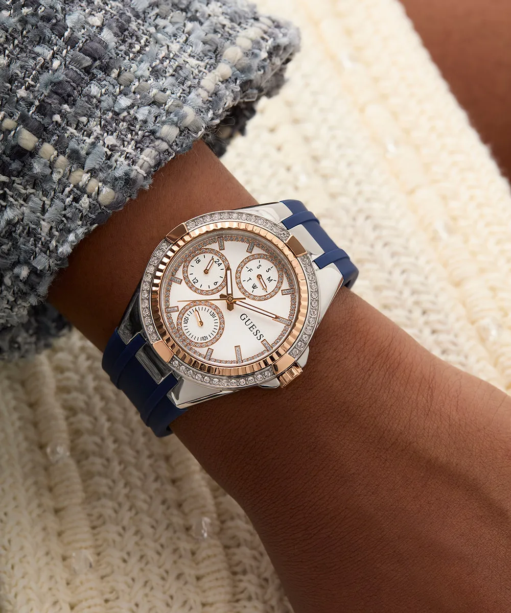 GUESS Ladies Blue 2-Tone Multi-function Watch