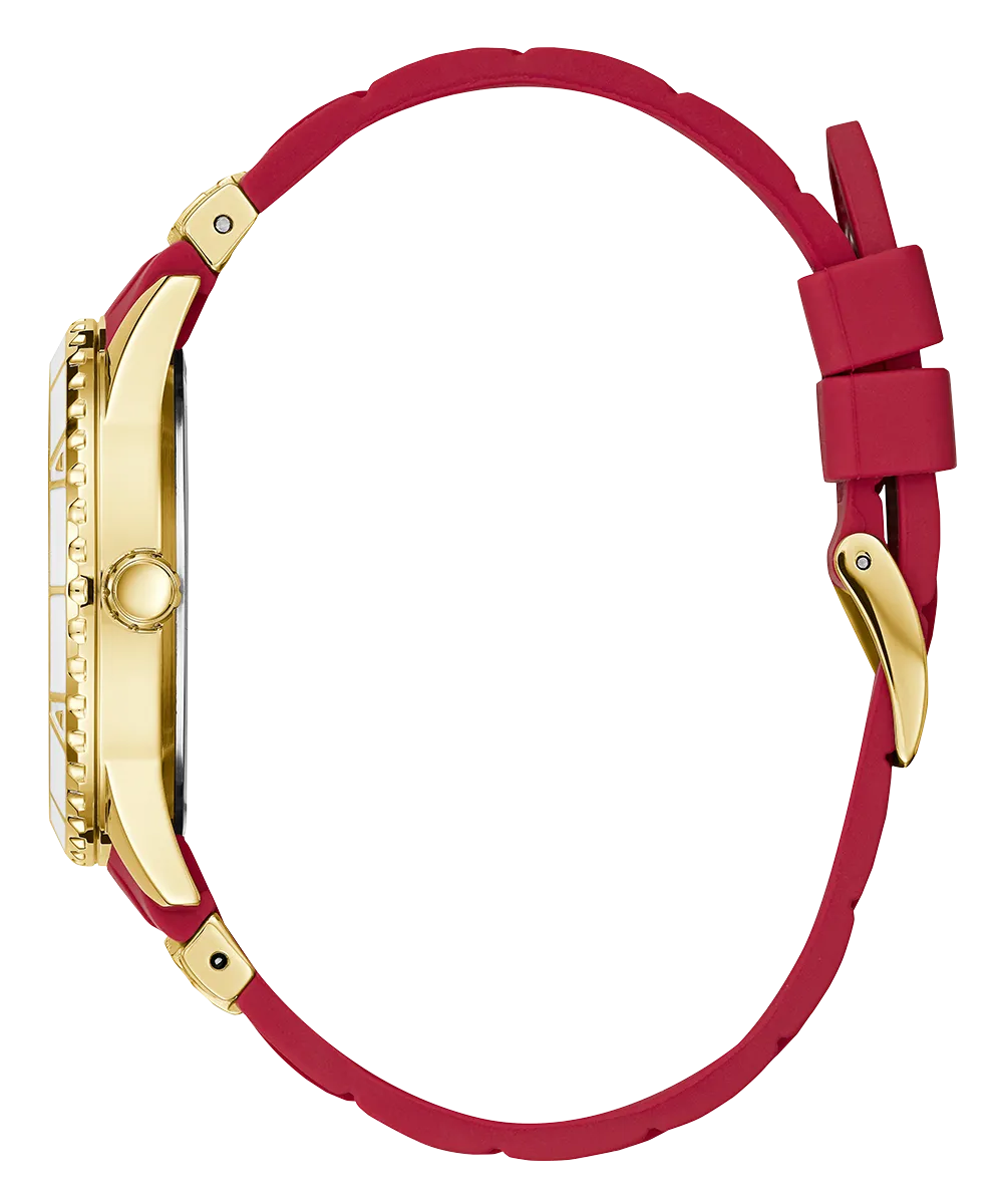 GUESS Ladies Red Gold Tone Multi-function Watch