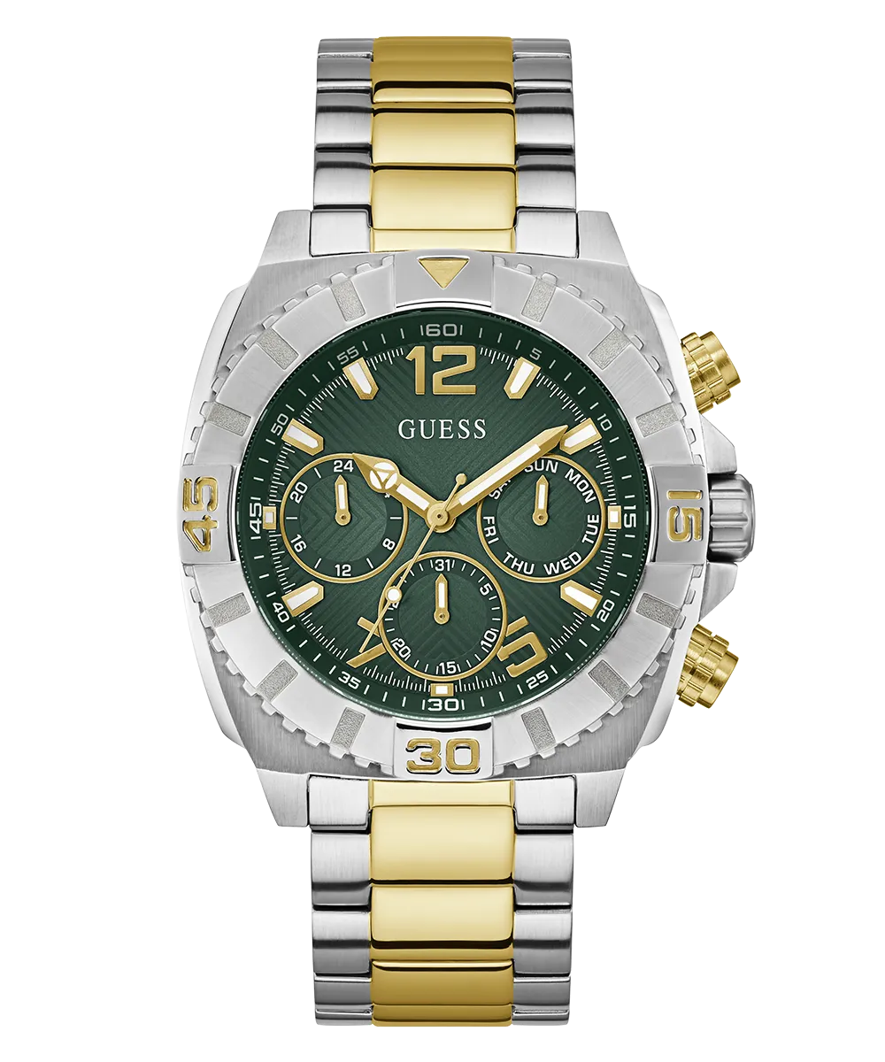 GUESS Mens 2-Tone Silver Tone Multi-function Watch