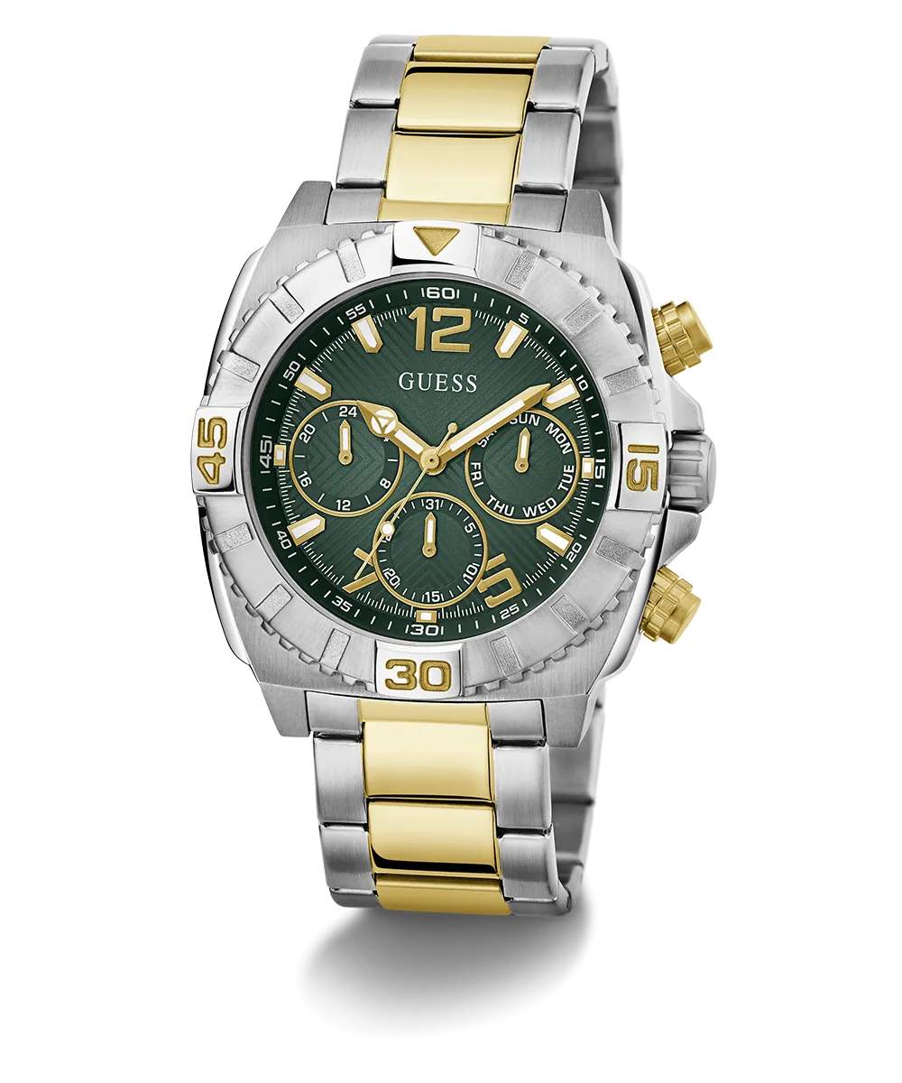 GUESS Mens 2-Tone Silver Tone Multi-function Watch