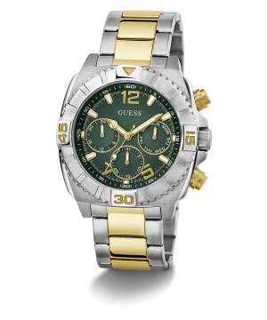 GUESS Mens 2-Tone Silver Tone Multi-function Watch