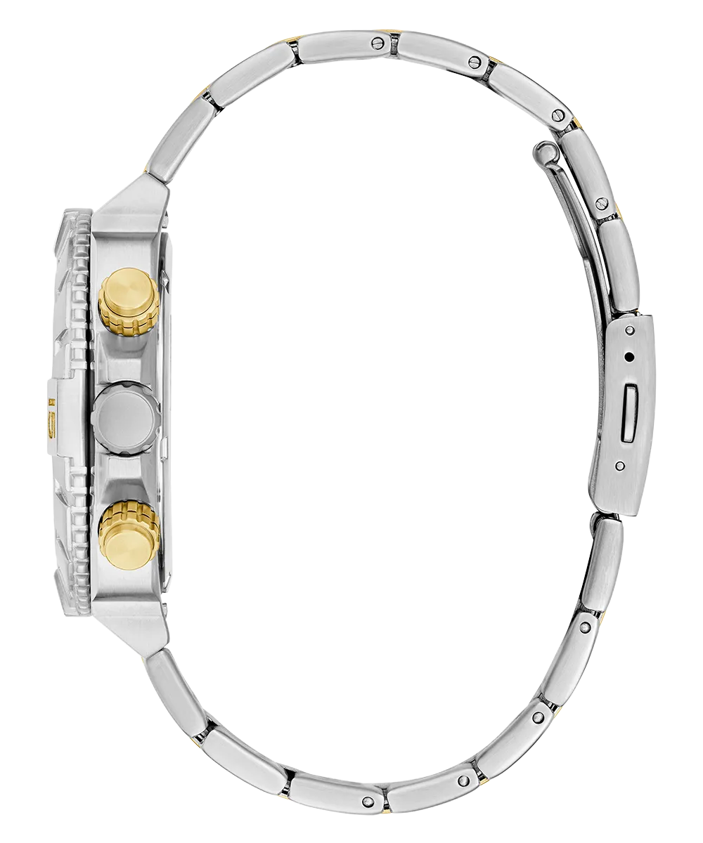 GUESS Mens 2-Tone Silver Tone Multi-function Watch