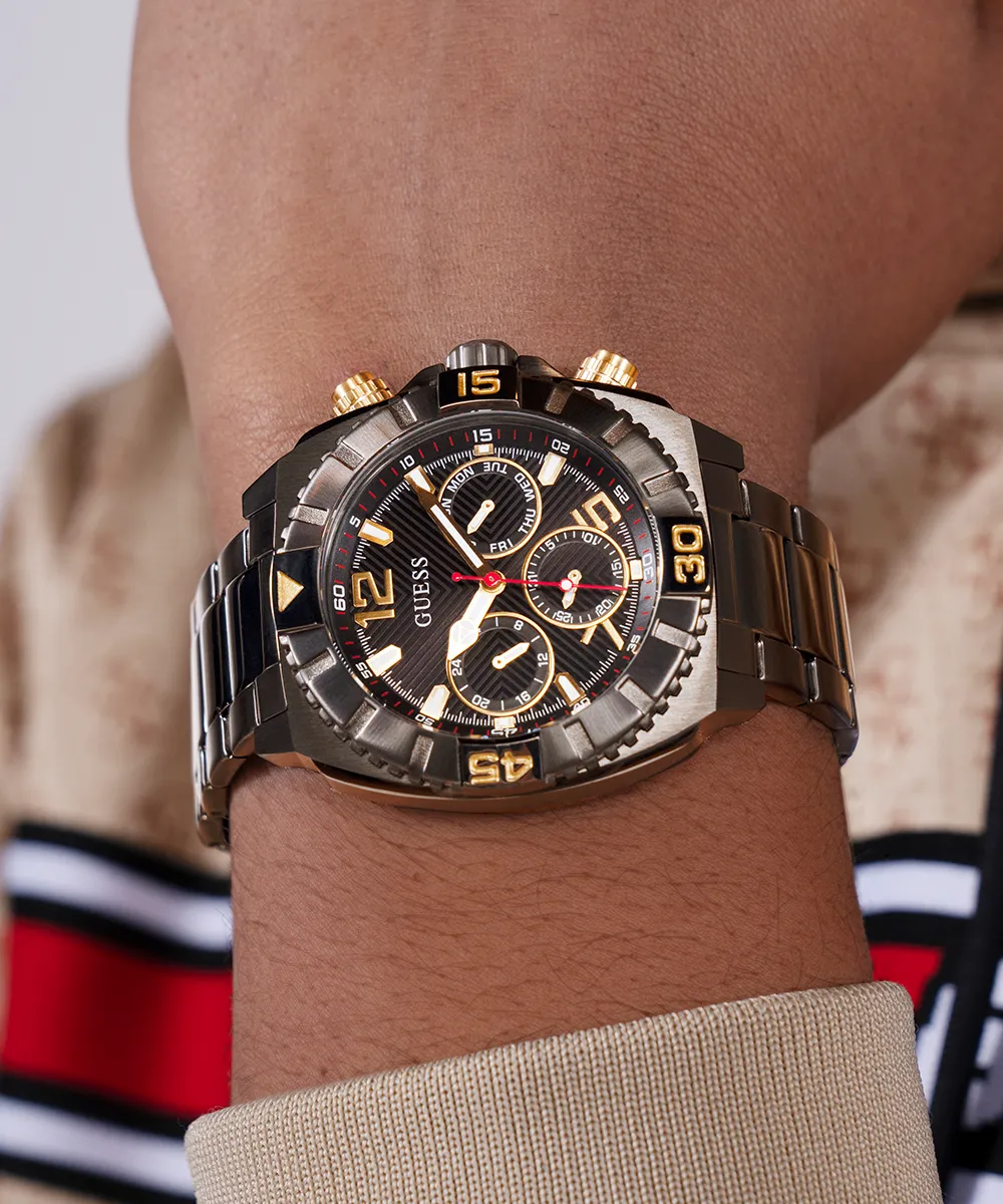 GUESS Mens Gunmetal Multi-function Watch