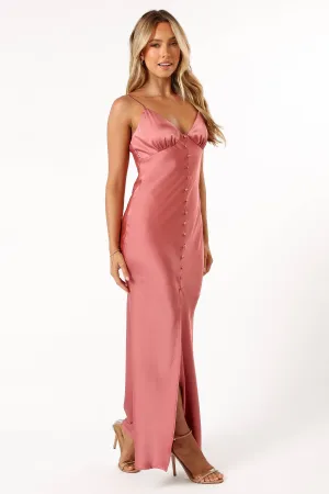 Harlow Button Down Midi Slip Dress - Dusty Rose