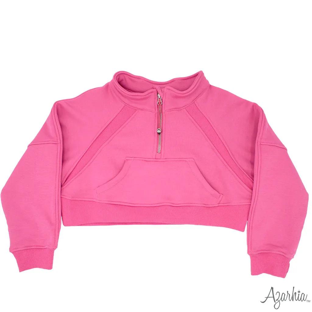 Hot Pink Oversized Cropped Sweatshirt