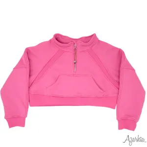 Hot Pink Oversized Cropped Sweatshirt