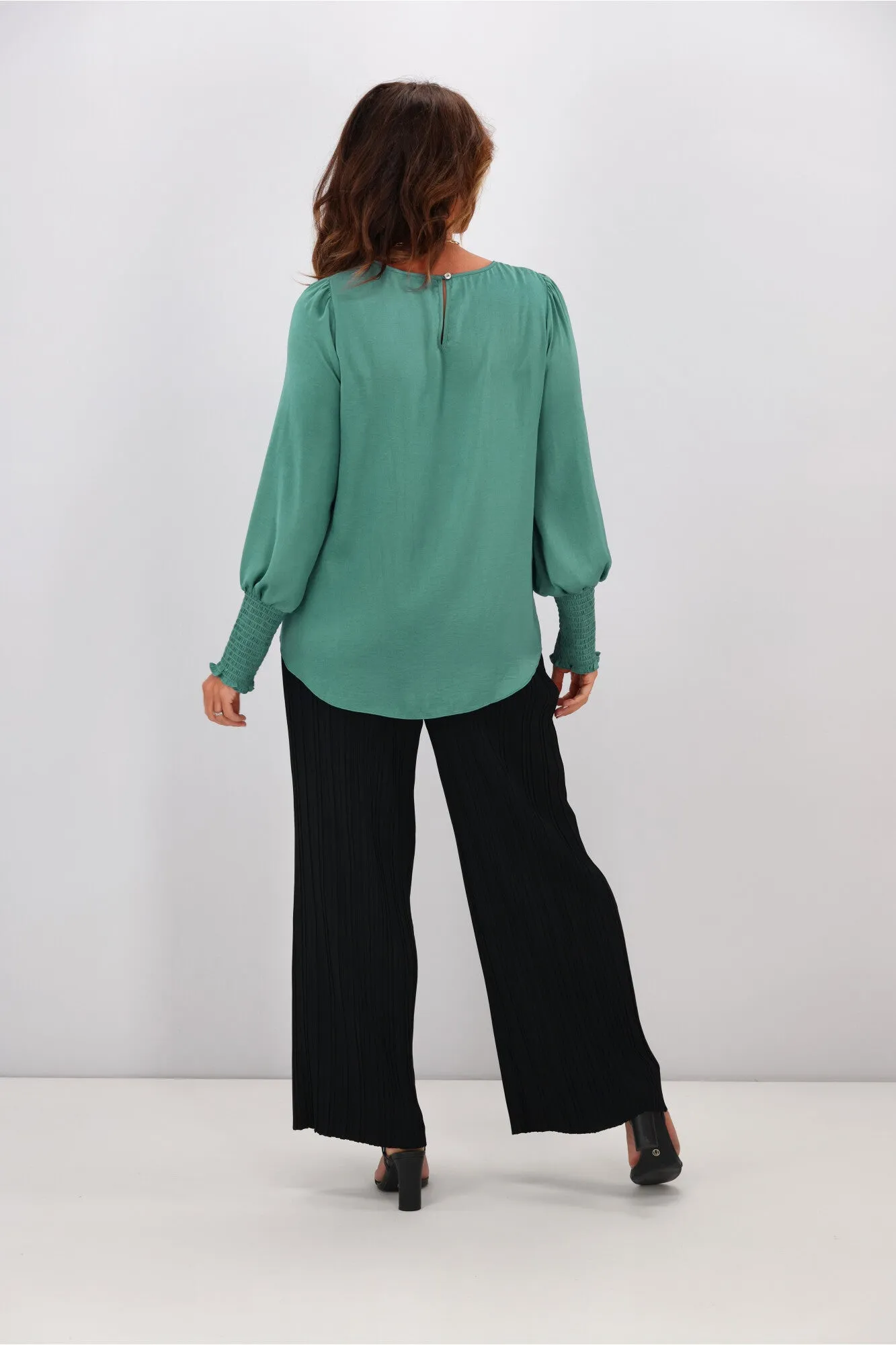 Jane James Madison Puffed Sleeve Blouse Teal