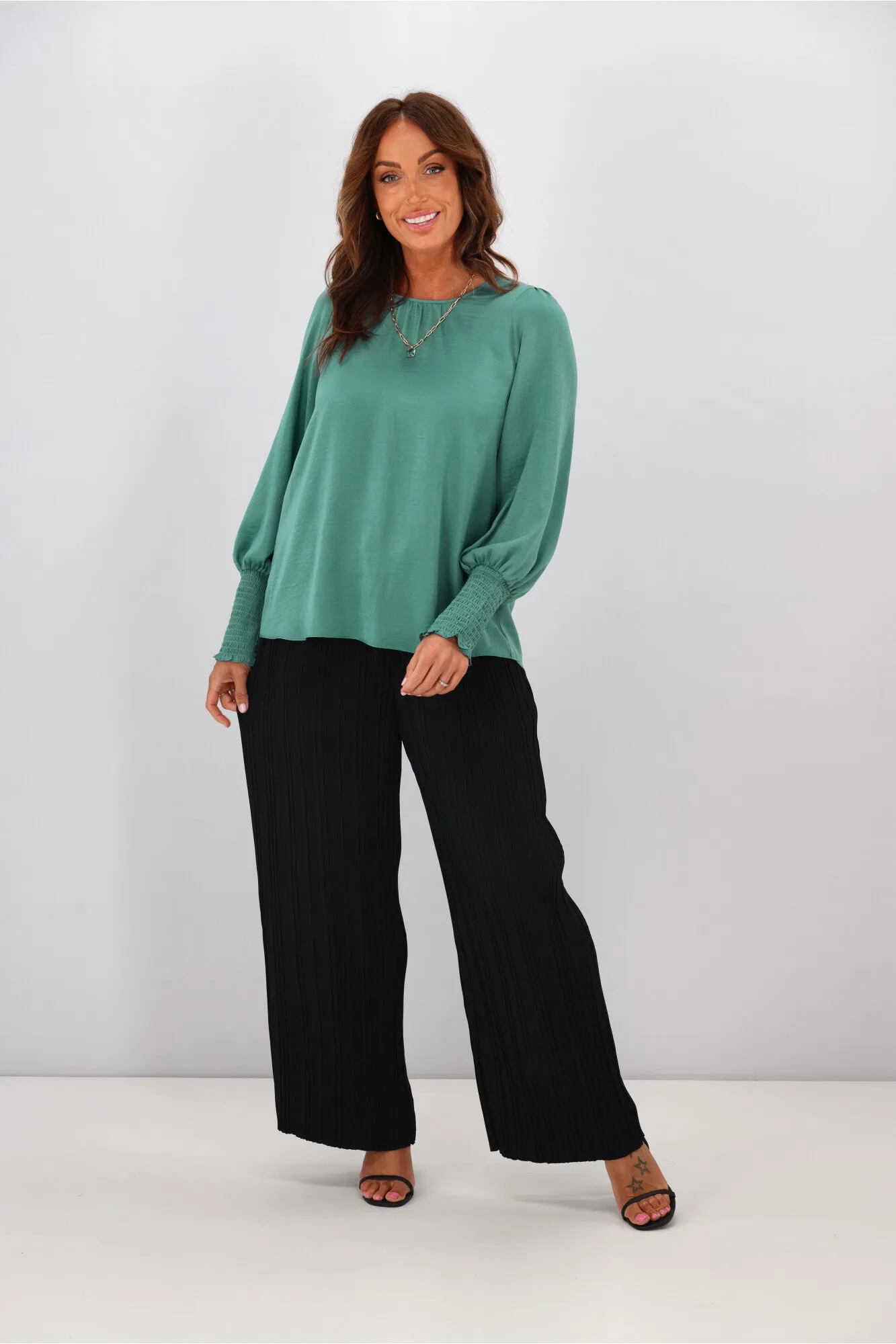 Jane James Madison Puffed Sleeve Blouse Teal