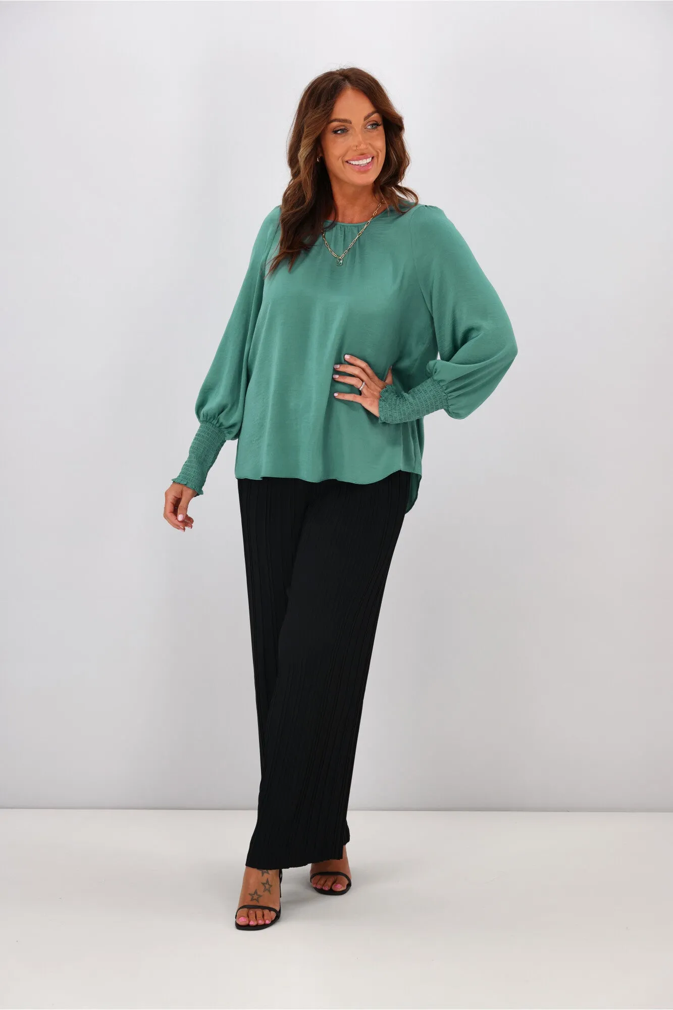 Jane James Madison Puffed Sleeve Blouse Teal