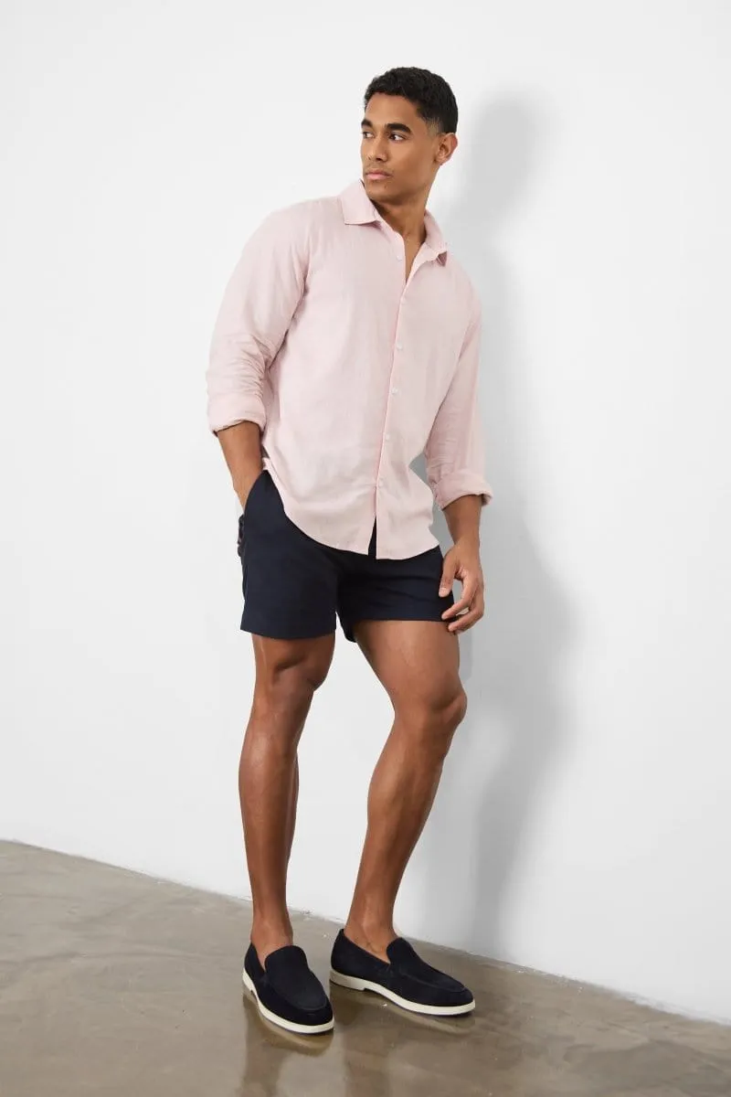 Linen Blend Button Through Shirt in Pink