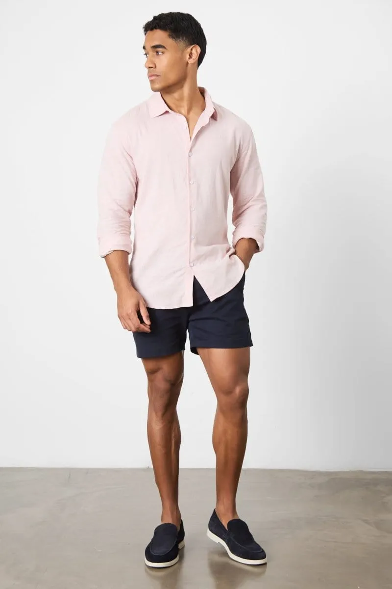 Linen Blend Button Through Shirt in Pink