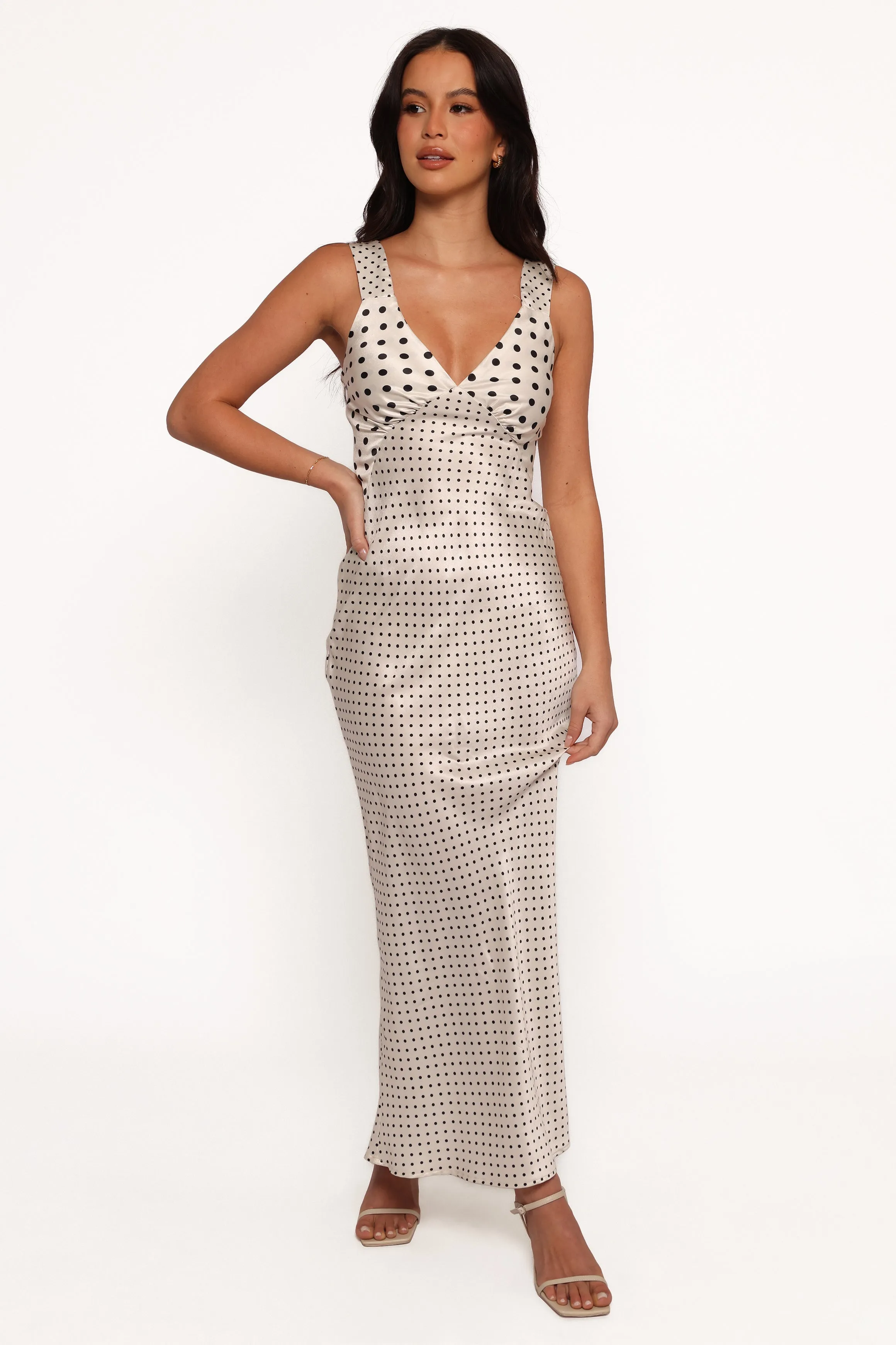 Lizza Maxi Dress - White Polkadot