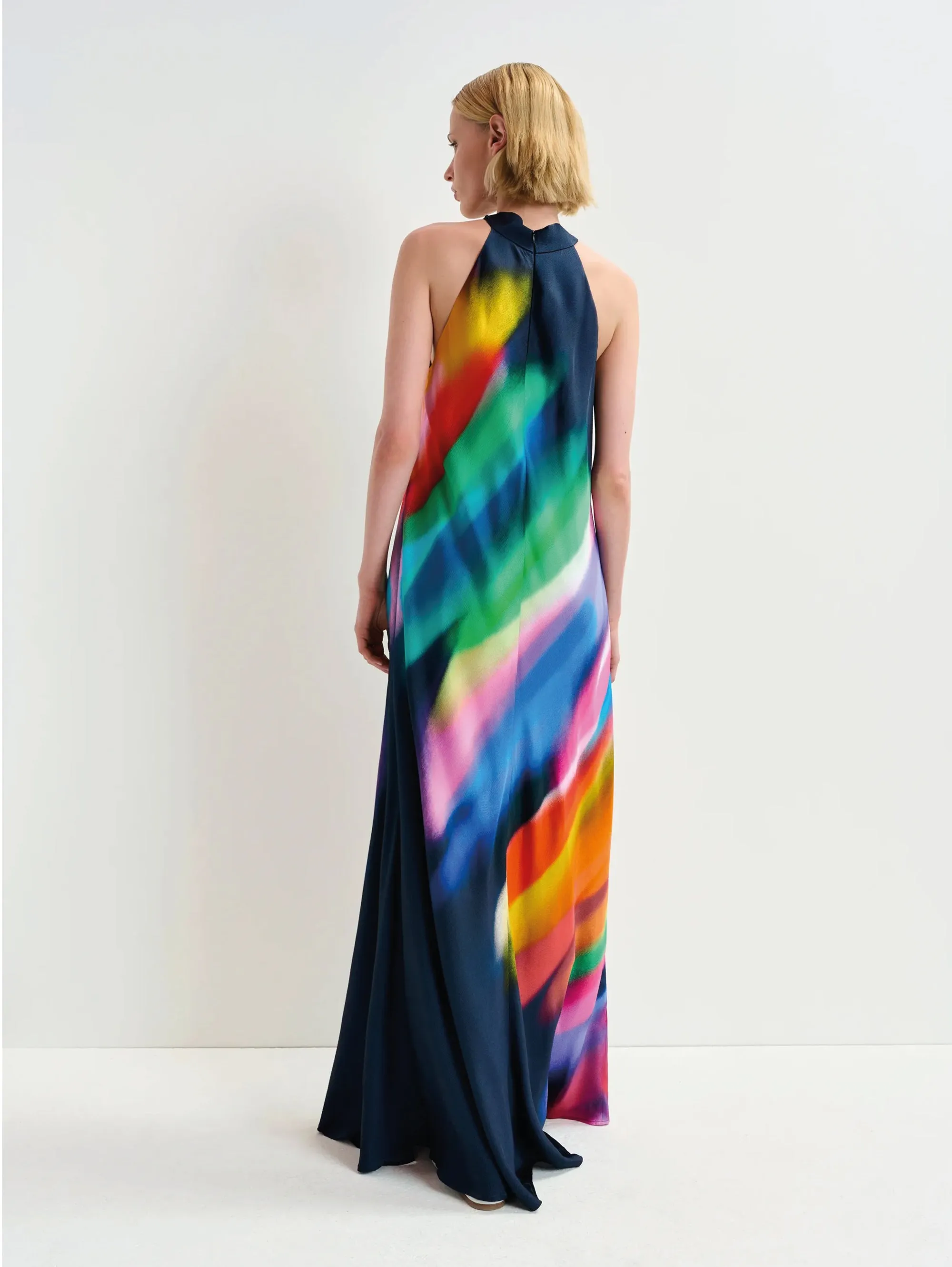 Long Dress with Blue/Multicolor Knot