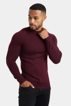 Merino Wool Crew Neck Sweater in Claret