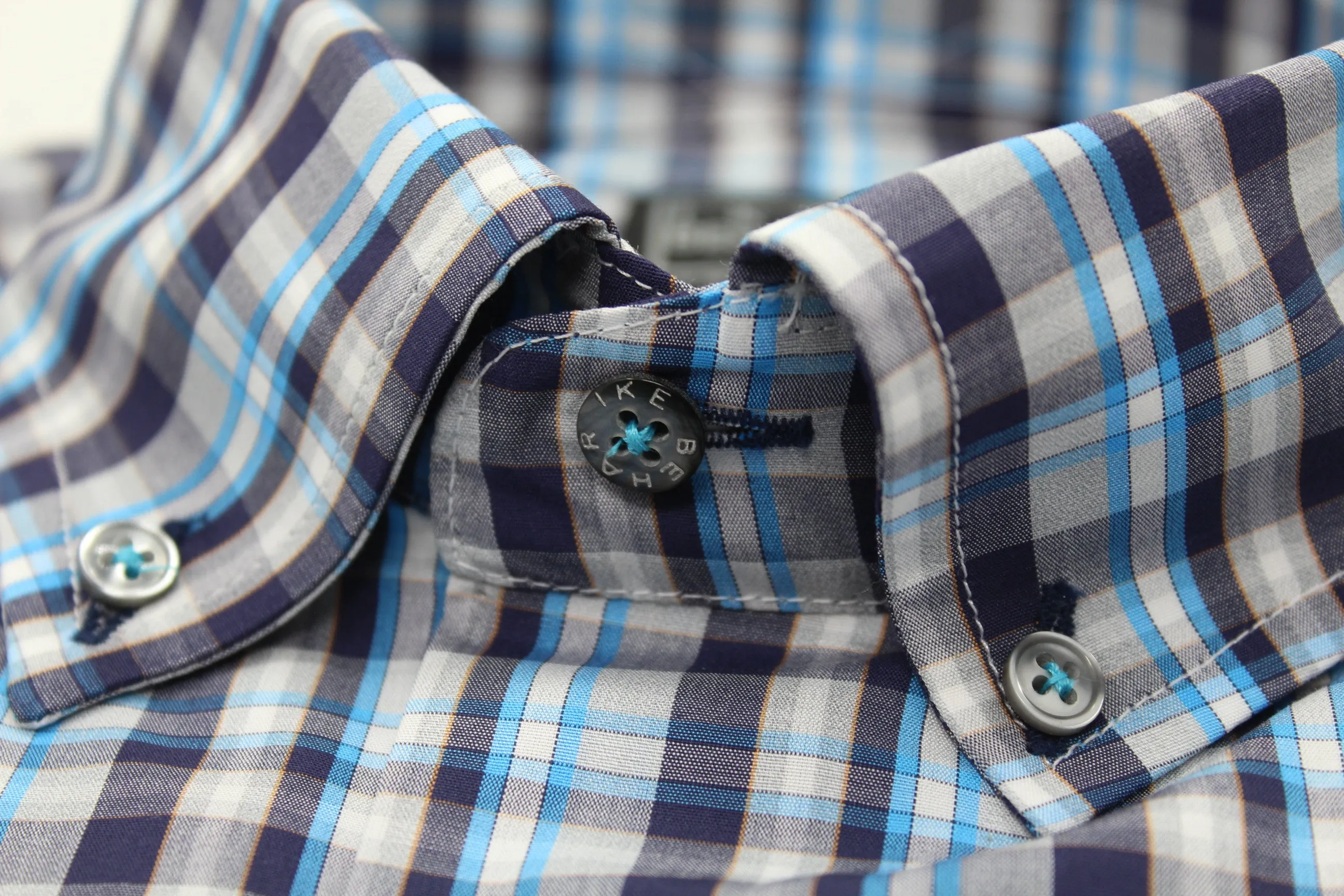 Navy & Turquoise Button-Down Sport Shirt