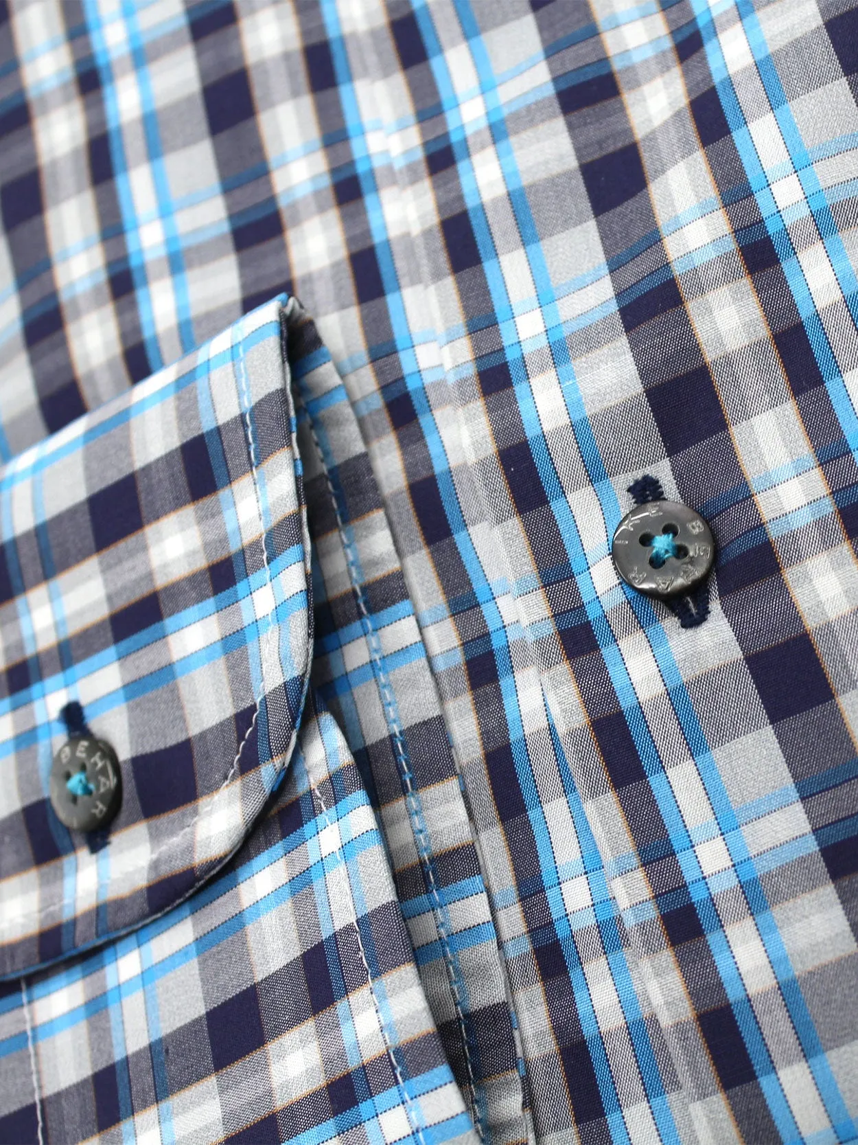 Navy & Turquoise Button-Down Sport Shirt