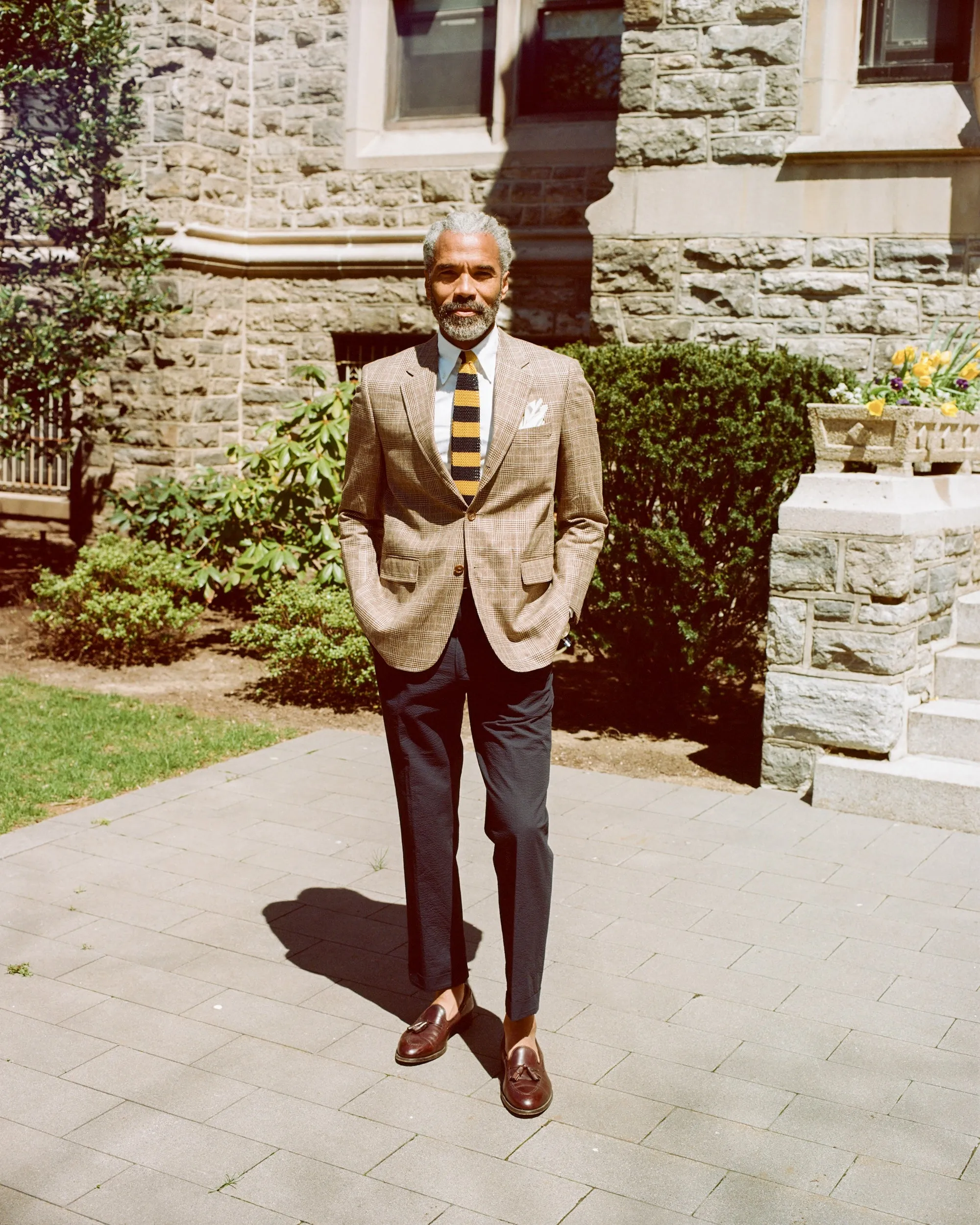 NAVY SEERSUCKER TROUSERS