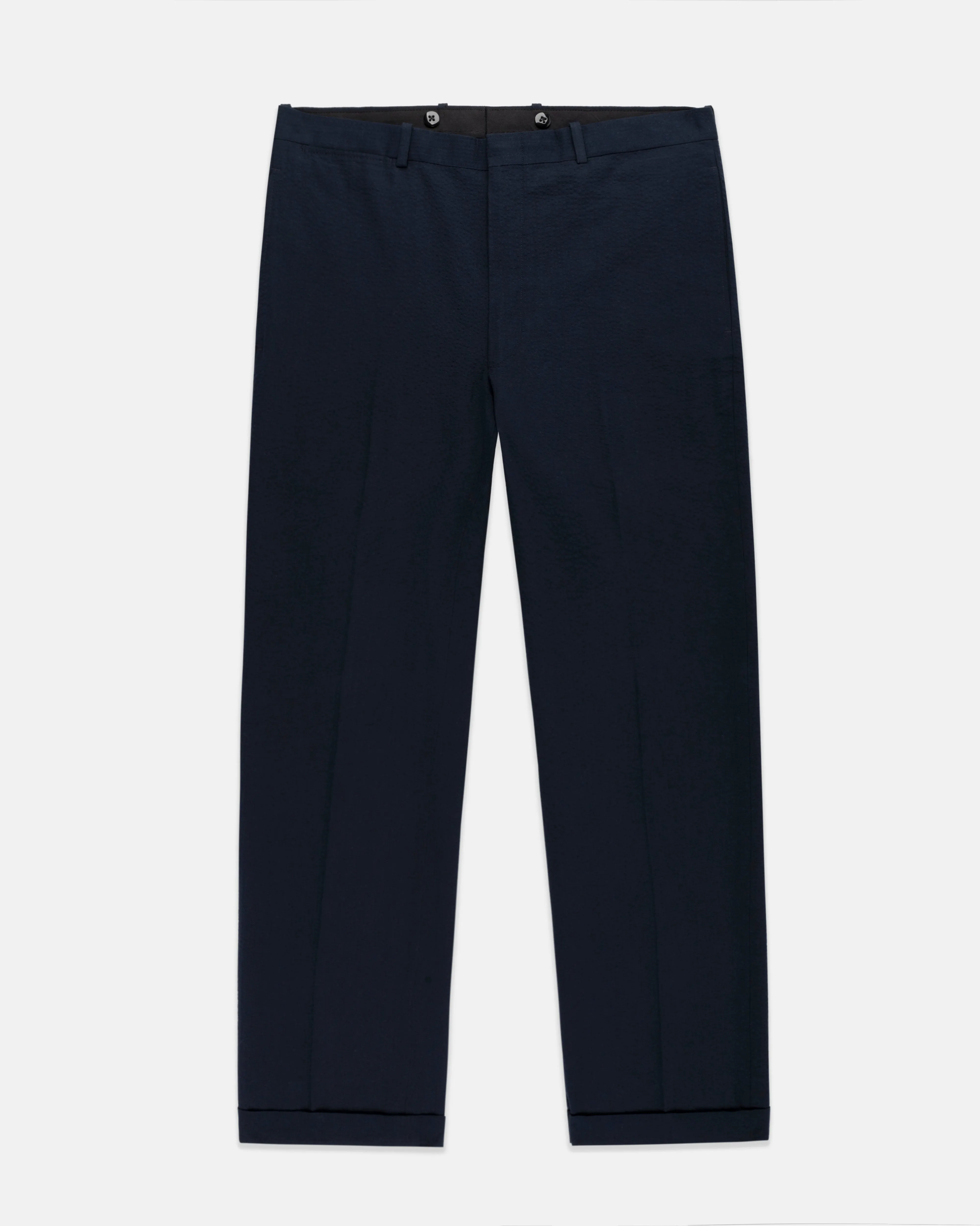 NAVY SEERSUCKER TROUSERS